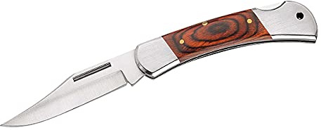 Herbertz Taschenmesser, Stahl AISI 420, rostfrei, Back Lock, Pakkaholzgriffschalen,Edelstahlbacken, Fangriemenöse, scharfes Klappmesser & Outdoor-messer für Camping, Wandern oder Jagd
