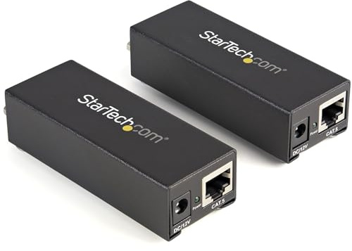 Startech Extensor Vídeo VGA por Cat5, 1 Local 1 Remoto, 80m (ST121UTPEP) | Extensión de vídeo hasta 80m, Conectores RJ45 y HD15, Diseño conversor