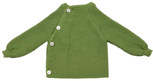 Reiff Baby-Schlüttli aus Bio-Merinowolle – kuschelige Strickjacke mit Knöpfen – Größe 74-80 – Farbe Apfel