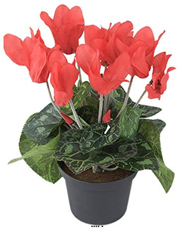 Artificielles.com - Cyclamen artificiel en pot H 20 cm D 15 cm qualité top Rouge - couleur: Rouge