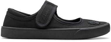 Clarks Girl's Hopper Go Ballet School Shoes, Black Fabric, 11 UK Child