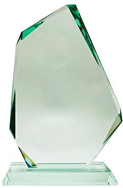 Glaspokal, Glastrophäe, Glasfels aus Jadeglas (Ohne Gravur, 180x130mm)