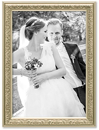 PHOTOLINI Bilderrahmen Antik Silber Nostalgie 21x30 cm DIN A4 Fotorahmen mit Glasscheibe/Kunststoff-Rahmen