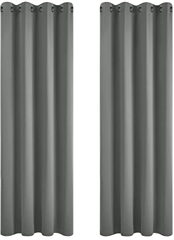 Deconovo Cortinas Salón 260 Alto Modernas Opacas para Ventanas de Dormitorio Termicas Aislantes Tela Suave y Gruesa con Ojales 2 Piezas 140 x 260 cm Gris Claro