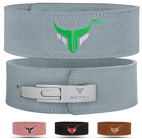 Mytra Fusion gewichthebergürtel 100% Echtes Leder Weightlifting Belt weiße Schnalle, Lifting Belt for Fitnessstudio, Fitness, Training, gewichthebergürtel Herren & Damen Gym Belt