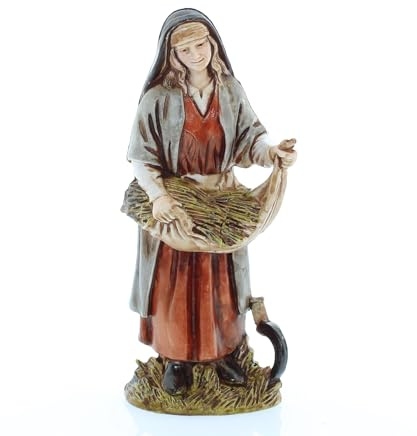 Moranduzzo Frau mit Sichel für 10 cm Krippe – Standard 10 – Maßstab 1:20 – Unzerbrechliche Figur, Handbemalt, Bildhauer M. Landi, Made in Italy