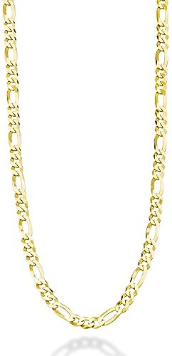 Miabella Italian 18K Gold Plated 925 Sterling Silver 5mm Figaro Link Chain Necklace for Women Men, 925 Made in Italy (18 Inches)