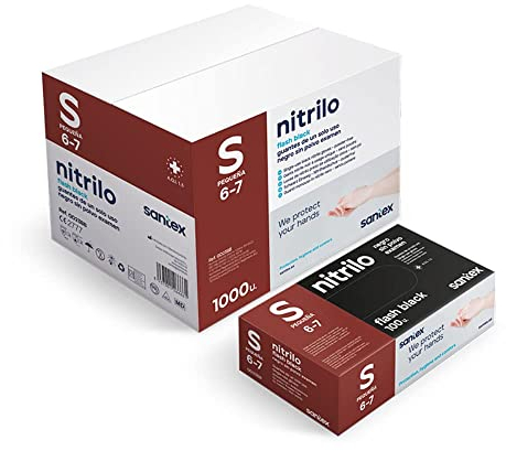 GUANTES NITRILO NEGRO SIN POLVO - TALLA S