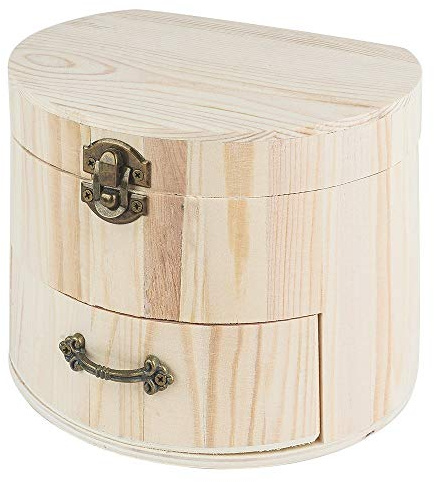 Ideen mit Herz Schmuckkästchen, Holz, 16,5cm x 13,5cm x 12,5cm, mit Schublade und verschließbarem Deckel