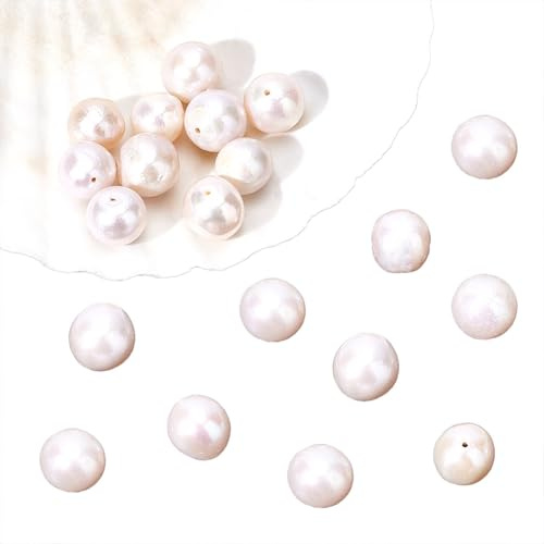 NBEADS 20pz 10~12mm Perle d'Acqua Dolce Coltivate Naturali, Grado A Perle Barocche Bianche Rotonde Perle d'Acqua Dolce Allentate Perle per Ciondolo Orecchino