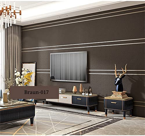 SAIMEYI Papier peint intissé de style scandinave, papier peint à rayures horizontales, moderne et minimaliste, marron, pour salon, arrière-plan TV, chambre à coucher, chambre d'enfant.