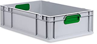 PROREGAL Eurobox NextGen Color | HxBxT 17x40x60cm | 34 Liter | Griffe grün geschlossen | Glatter Boden | Eurobehälter, Transportbox, Transportbehälter, Stapelbehälter