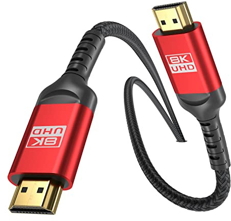 ALLEASA 8K HDMI 2.1 Cable 5M, Ultra High Speed 48Gbps Braided HDMI Cord, Supports 8K@60Hz 4K@120Hz 144Hz eARC HDR10 HDCP 2.2/2.3, Compatible with PS5, Xbox Series X, Gaming PC, TV Monitor