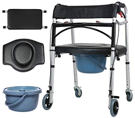 NATWEE Gehhilfe, stehende Rehabilitation Toilette Gehhilfe Bad Behinderte Multifunktionshandlauf Rahmen Aluminiumlegierung Rollator Gehhilfe mit Rädern und Sitzkrücke It's so Kind of You