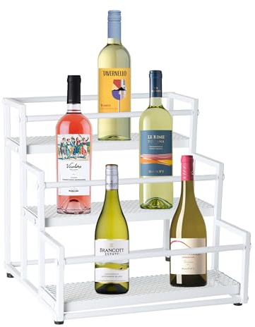 Alyoen Weinregal,3-stöckiges modernes Weiß Weine Flaschenregal für Weine,Flaschen,weinhalter,geeignet für Arbeitsplatten,Küchen,Couchtische Rack