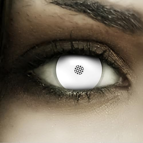 FXCONTACTS Weiße Zombie Halloween Jahreslinsen + Tattoos, ohne Stärke