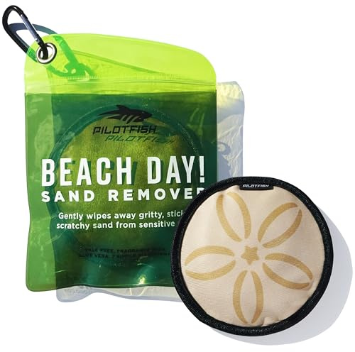 Pilotfish Beach Essentials Sand Remover Bag, Gentle Skin-Friendly Formula with 7 Natural Ingredients, Free of Talc and Fragrance, Sand Removal Beach Accessories, Must Haves, Gifts for Women