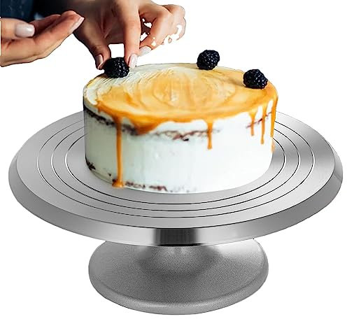 Lumiscent Piato Girevole per Torta, Giratorta Girevole con Base in Gomma Antiscivolo, Ruota Rotonda Professionale per Feste, Compleanni E Matrimoni