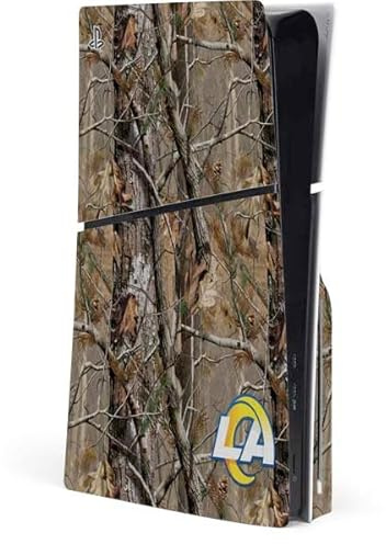 Skinit Decal Gaming Skin Compatible with PS5 Slim Disk Console - Officially Licensed NFL Los Angeles Rams Realtree AP Camo Design