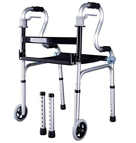 Andador Con Ruedas Liviano, Con Asiento Y Ruedas, Asistente De Escalón De Altura Ajustable Plegable, Andador Vertical Para Personas Mayores, Para Exteriores, Interiores Y Todo Terreno