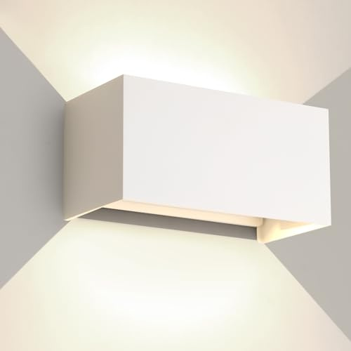 wisdom line 25W LED Wandleuchte Innen/Außen,3000K Außenlampe Außenleuchte innen, IP65 Aussenleuchte Wand UP Down,Außenwandleuchte wandleuchte innen Mit Einstellbar Abstrahlwinkel Warmweiß,Weiß