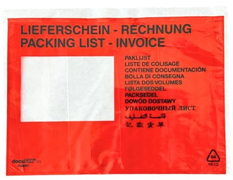 Lieferscheintaschen Selbstklebend DIN C5 Rot Lieferschein-Rechnung Dokumententaschen Begleitpapiertaschen (5)