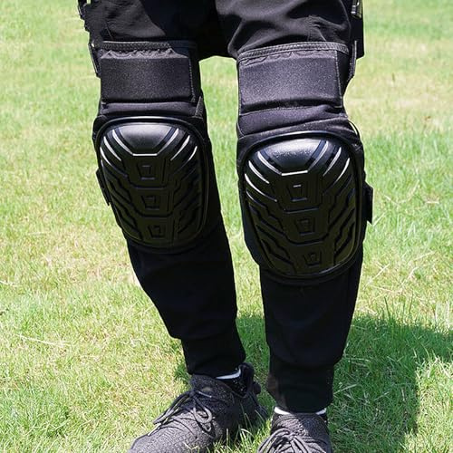 Lvpradior Professional Knee Pads, Heavy Duty Support Gel Cushions with Adjustable Anti-Slip and Strong Straps, for Work, Construction, Gardening, Skating, Cycling (Black)