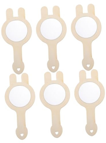 HONMEET 6stücke Holzspiegel DIY Kleine Spiegel Kinderspiegel Handspiegel Unfertige Minispiegel Haushaltsspiegelspielzeug Entzückendes Kinderaccessoire Mädchen Spiegel