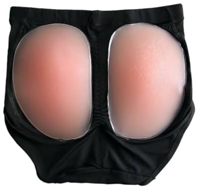 Qixfyze Bragas con Relleno Gluteos Y Caderas De Silicona, Bragas Push Up Gluteos con Relleno, Trasero Falso De Silicona, Potenciador De Cadera De Silicona(200g Black,L)
