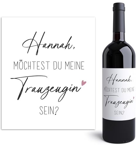 Willst du meine Trauzeugin sein Weinetiketten personalisiert Trauzeugen fragen Geschenk Flaschenetikett Wein Etiketten selbstklebend 10x12 cm (2 Stk.)