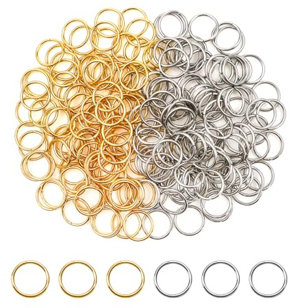 TOAOB 200 Stück Biegeringe Edelstahl 10 mm Stahlfarbe und Gold Jump Ringe | Spaltringe Sprungringe Offene, Biegeringe Verbindungsringe für DIY Schmuckherstellung, Halsketten Armband Schlüsselanhänger