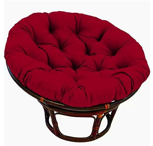 Generisch Papasansessel Kissen, Polster Bodenkissen für Schwenksessel, Rund Papasan Sessel, Polyrattan Sessel Durchmesser 100 cm und Kissenstärke 10-12cm,100 * 100cm Rot