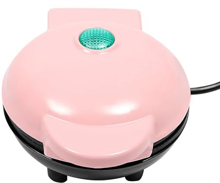Wulimasun Gaufrier,350W Mini Gaufrier Petite Gaufre Machine avec Revêtement Antiadhésif,Pour les Anniversaires D'enfants, les Fêtes de Famille, Pâques ou Noël (Rose)