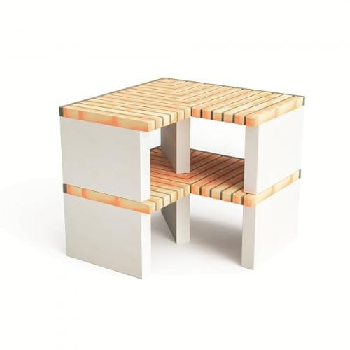 MOVELAR - Módulo de esquina de Nazca para Barbacoa de Obra Prefabricada (Blanco - 95 x 95 x 95 cm) - Uso en Exteriores