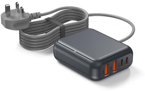 Qurzou USB Charging Station 40W, 8 Port USB C Charger Hub Multiport,PD Fast Charger Dock for iPhone,iPad,Samsung, Tablets,Fan (BLACK)