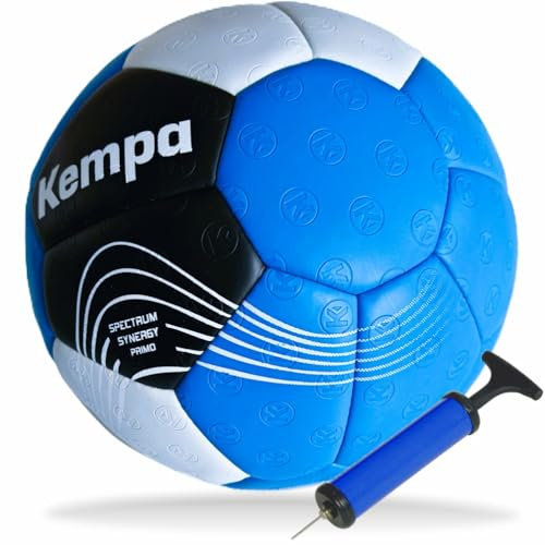 Kempa Handball Spectrum Synergy Primo für Kinder bis 7 Jahren blau/weiß Größe 0 + Ballpumpe