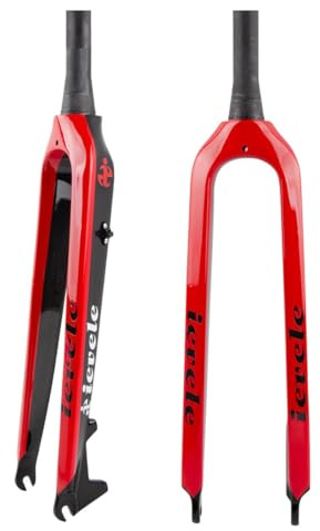 KANGXYSQ 26/27,5/29''/29L Fourche Rigide VTT Fibre De Carbone Fourche Rigide Vélo 28,6 Mm 1-1/2'' Tube Conique Fourche Rigide Frein À Disque Fourches Avant Vélo QR(Rosso,27.5in)