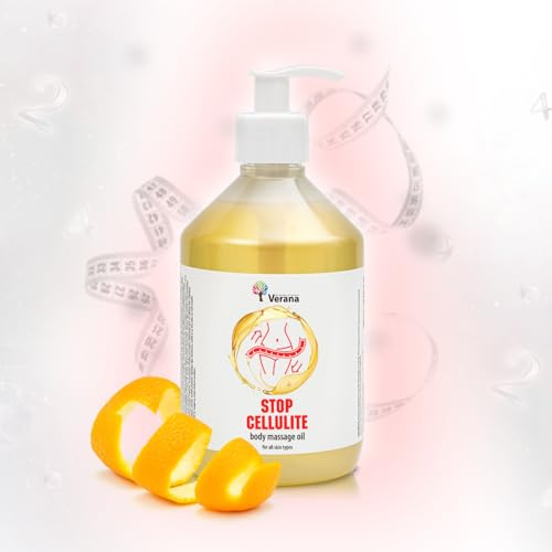 Verana Massageolja Stop Cellulite, Naturlig, för Kroppen, Alla Hudtyper, Anti Cellulit, Effektiv i Kroppsformningsprogram, Anti Aging, Aromaterapi (500ml)