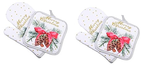 VALICLUD 2sets Guanti Da Forno Resistenti Al Calore Di Guanti Da Cucina Antiscivolo Da Forno Per Cucina Tovagliette e Sottopiatti