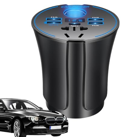 Xijobido Convertidor de Coche,Inversor Cargador USB para Teléfono en Automóvil - Accesorio de 12V/24V a 220V con Enchufe y para Viajes por Carretera Tablets Teléfonos Portátiles