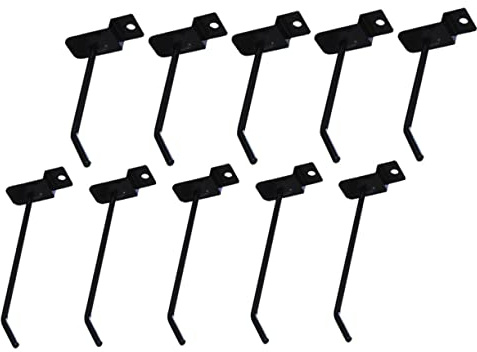 ROMISBABA 12pcs Black Slatwall Hooks for Pegboard, Multi-Size 10cm and 15cm Storage Shelf Hooks, Universal Commodity Display Hangers for Home, Shop, and Supermarket Organization