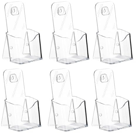 Ujjdwiurgh Broschyrhållare i akryl broschyrhållare kit 6-pack trippelvikt 10 cm bred broschyrhållare väggfäste/bänkskiva organiserare för display flygblad