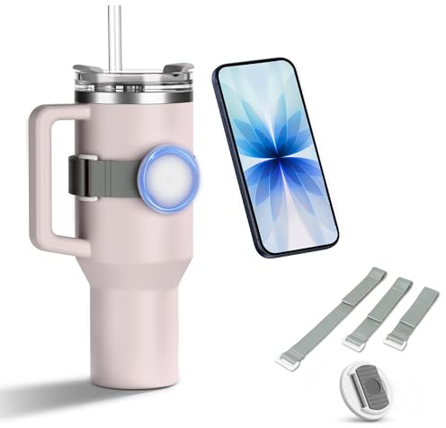 Magnetic Phone Holder for Stanley Cup Fits Gym Treadmill Bike Stroller | Adjustable Water Bottle Phone Stand for Magsafe with 3 Different length Straps,Universal Water Bottle Cellphone Mount
