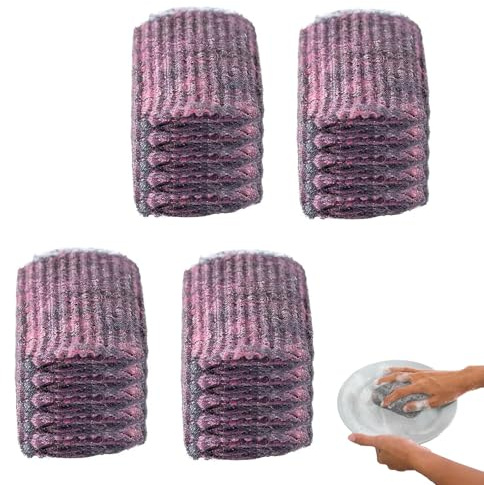 VYNZOR 20 Stück Stahlwolle Seifenpads, Reinigungspads aus Stahlwolle mit Seifenanteil, Kratzfreie Stahlwolle Schwamm, Vielseitiges Reinigungspad für Geschirr, Töpfen, Pfannen, Grills und Spülbecken