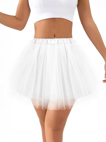Jupe en Tulle Femme, Rétro Jupe Tulle Ballet Tutu Danse Classique, Jupes Tutu Rétro Années 80, Taille Élastique Jupette Danse Classique pour femme pour Carnaval, Halloween, Cosplay, Danse