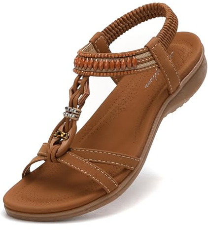 Womens Flat Sandals Ladies Summer Beach Sandals with Elastic Back Strap