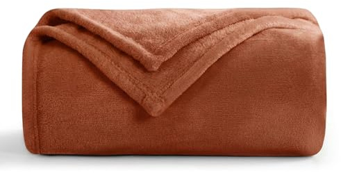 Aisbo Kuscheldecke Flauschig Decke Orange- Fleecedecke 130x150 cm Sofadecke Couchdecke, Weich Kuschelige Wohndecke Terracotta für Wohnzimmer Sofa Couch Blanket Warme Klein Decke