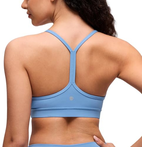 CRZ YOGA Butterluxe Soutien-Gorge de Sport Y Dos | Maintien Léger, Coussinets Amovibles, Yoga, Extrêmement Doux, Col Rond Ouvert, Bretelles Spaghetti, pour Femmes