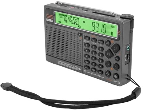 EMUKOEP Multiband Radio, APP Control Playback Digital Radio with SOS Alarm and Flashlight, for SW FM MW AIR V.UHF WB Frequency Band (Green)