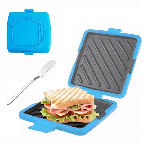 Grille-Pain Et Appareil à Sandwich Pour Micro-Ondes, Appareil à Sandwich Pour Gril, Ustensiles De Cuisine En Silicone Compatibles Micro-Ondes Et Lave-Vaisselle (Bleu)